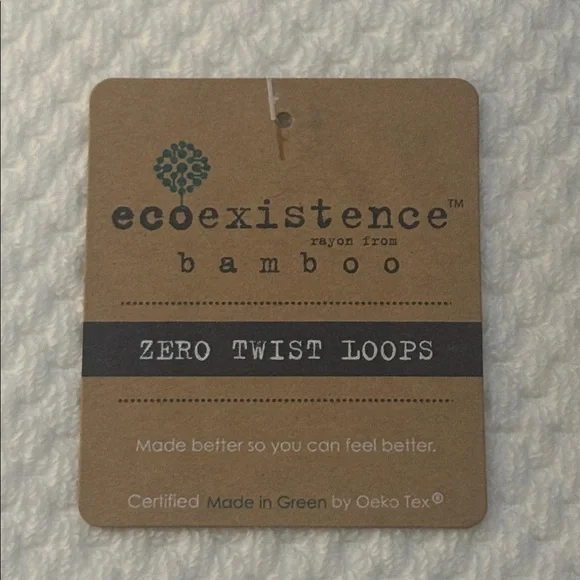8pc Ecoexistence Bamboo Zero Twist Loops Bath Towel Set - White